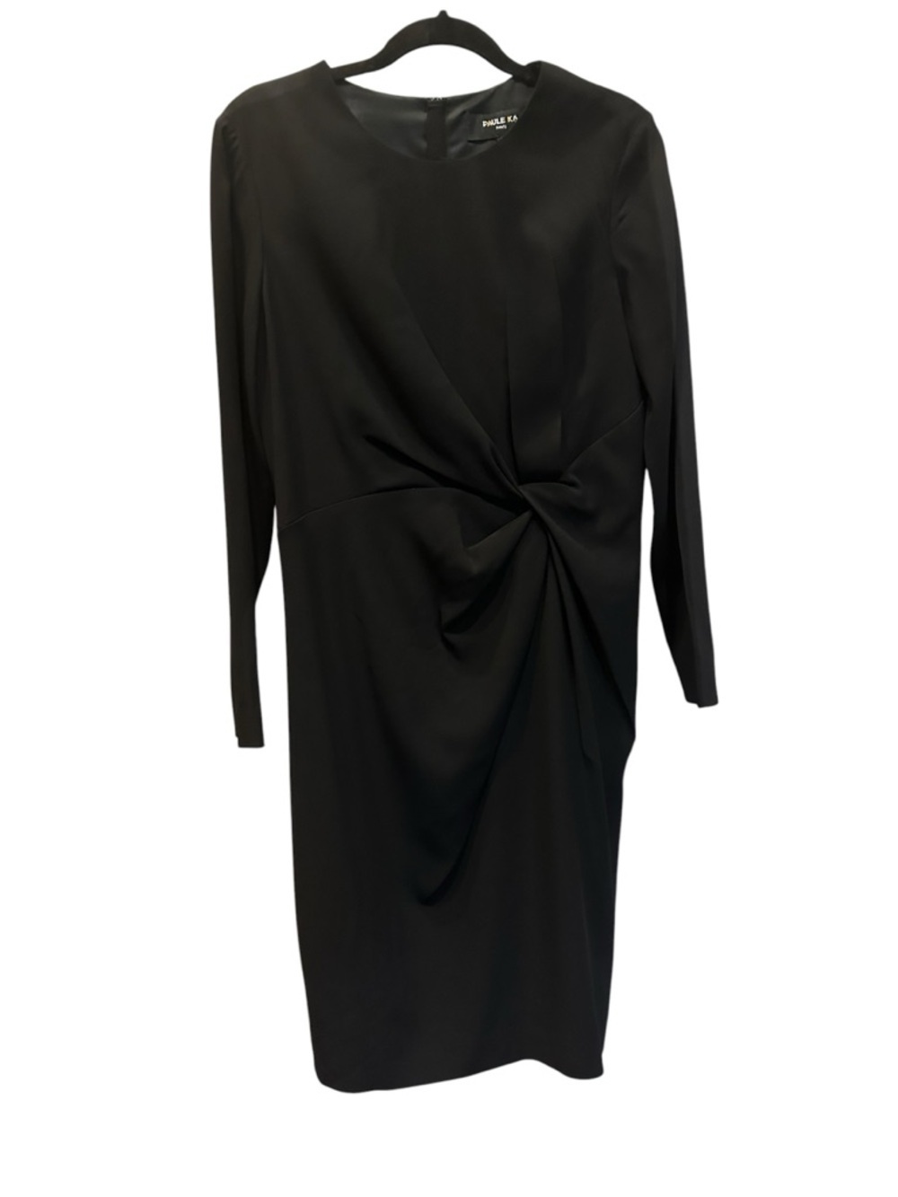 Paule Ka Black Twist-Front Long Sleeve Dress size 46/12